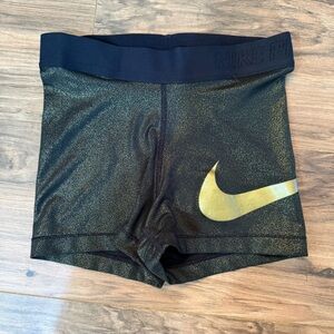 Nike Pro Black and Gold Shorts
